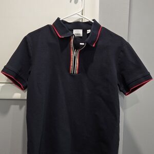 Burberry Black Polo with Red Accent